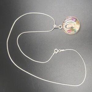 Our Lady of Guadalupe Double-sided   Round Pendant, 16" Chain, 925 Silver
